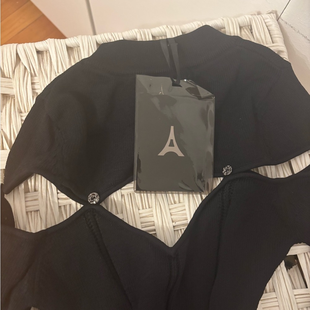 Black Manière de Voir Ribbed One-Piece Bodysuit NEW - Picture 2 of 5
